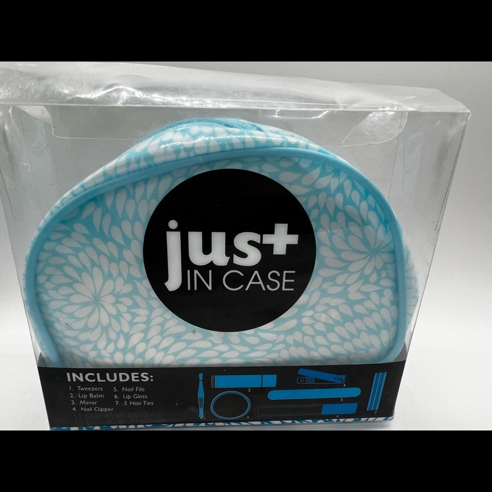 🆕 My Justin Case Beauty Kit Tweezer, Mirror, Nail Clipper,5 hair ties